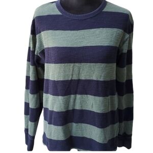 Merona Sweater Womens Size S Petite green block green blue 100% cotton